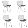 Kit 4 Cadeiras Bertoia Cromada Assento Preto - 1