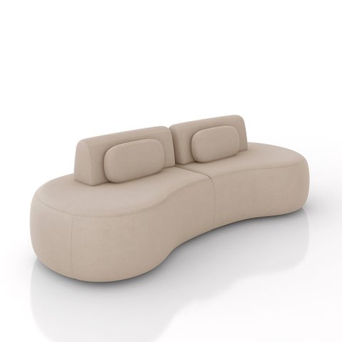 Sofá Sala de Estar Modulado França 240cm Encosto Articulável com Almofadas Veludo Bege G45 - Gran Be