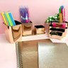 Kit 6 Porta Objetos Caneta Lápis Organizador Mesa Escritório Rose Gold Metalizado Dello - 6