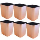 Ver imagem 1 de Kit 6 Porta Objetos Caneta Lápis Organizador Mesa Escritório Rose Gold Metalizado Dello