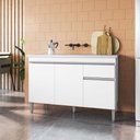 Ver imagem 2 de Balcão Gabinete de Pia sem Tampo 120cm 3 Portas Tatiane - Ajl Móveis Ajl-móveis Branco