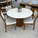 Ver imagem 2 de Conjunto Mesa de Jantar Mdf 1,15m + 4 Cadeiras em Tela