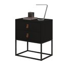 Ver imagem 3 de Mesa de Cabeceira Unic 45 Estilo Industrial Puxador de Couro