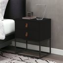 Ver imagem 2 de Mesa de Cabeceira Unic 45 Estilo Industrial Puxador de Couro