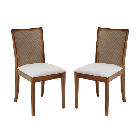 Kit com 2 Cadeiras de Jantar Dora Encosto em Tela - 2230 Mmj-as As-castanho Claro As-510