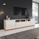 Ver imagem 1 de Rack Bancada para Sala Domus 200cm MDF MDP Offwhite Nature Móveis Henn