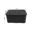Ver imagem 2 de Kit 4 Cestos Organizadores Rattan de Plástico Resistente Médio Cesto Com Tampa Capacidade 8 Litros C