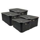 Ver imagem 1 de Kit 4 Cestos Organizadores Rattan de Plástico Resistente Médio Cesto Com Tampa Capacidade 8 Litros C