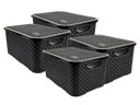 Ver imagem 1 de Kit 4 Cestos Organizadores Rattan de Plástico Resistente Médio Cesto Com Tampa Capacidade 8 Litros C