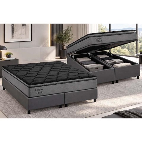 Cama Box Baú Crc Queen+Colchão Anatômico Ortopédico Confort Ortobom