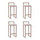 Ver imagem 1 de Kit 4 Banquetas Industrial Alta Bar Cozinha Bistrô em Aço Dori Cobre Assento Suede Branco