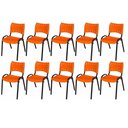 Ver imagem 2 de Cadeira Iso Base Preto Escola, Escritório Laranja Kit 10 Un