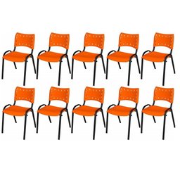Cadeira Iso Base Preto Escola, Escritório Laranja Kit 10 Un - 2
