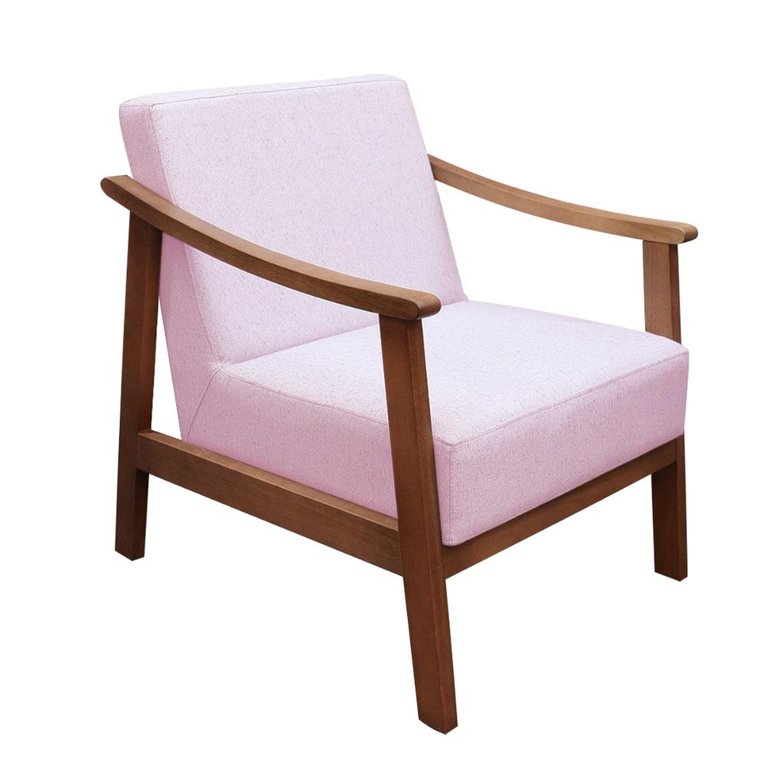 Poltrona Decorativa Júlia Para Sala Linho Rosa