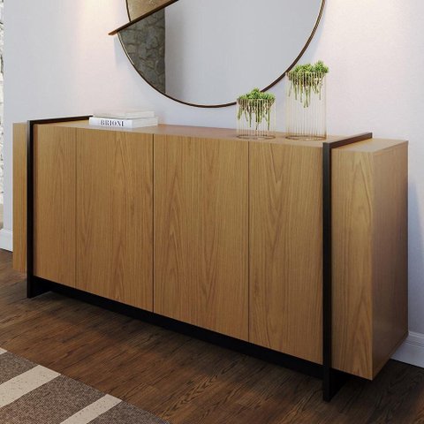 Aparador Buffet para Sala de Jantar 4 Portas 160cm Puerto C04 Freijó Preto Fosco - Lyam Decor