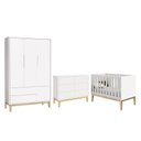 Ver imagem 1 de Dormitório Completo Infantil Classic 3 Portas, Cômoda 6 Gavetas e Berço Branco Fosco com Pés Madeira
