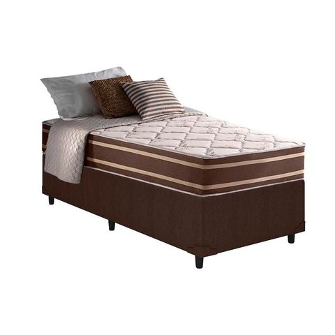 Cama Box Solteiro: Colchão Molas Anjos Superlastic Duo Sono + Base CRC Linhão Marrom(88x188)