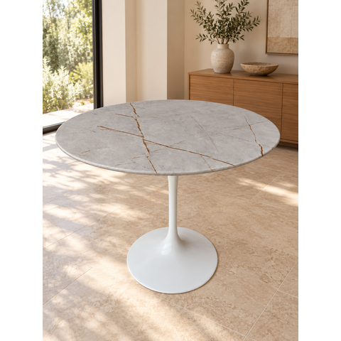 Mesa de Jantar Redonda Saarinen 90 cm – MDF Pietra Bronze