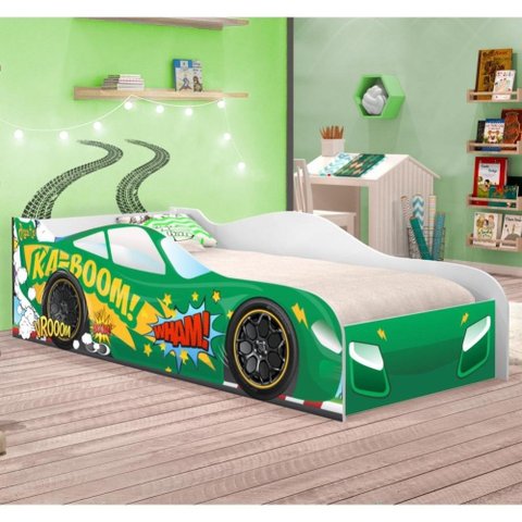 Cama Carro Vrooom Verde Solteiro