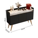 Ver imagem 4 de Aparador Buffet Gold Marmorizado 3 Portas Pés Madeira Maciça Preto/marmore Branco