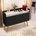 Ver imagem 2 de Aparador Buffet Gold Marmorizado 3 Portas Pés Madeira Maciça Preto/marmore Branco