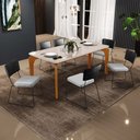 Ver imagem 2 de Mesa Capri 160cm Off White Com 6 Cadeiras Allana B05 Couríssimo Preto Linho Cinza - Lyam Decor