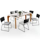 Ver imagem 1 de Mesa Capri 160cm Off White Com 6 Cadeiras Allana B05 Couríssimo Preto Linho Cinza - Lyam Decor