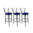 Ver imagem 1 de Kit 3 Banqueta Alta Preta Cozinha Gourmet Americana Balcão:azul
