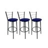 Kit 3 Banqueta Alta Preta Cozinha Gourmet Americana Balcão:azul - 1