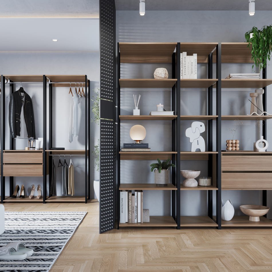 Prodecor Estante Com Prateleiras E Gavetas Linha Closet Prodecor Preto ...