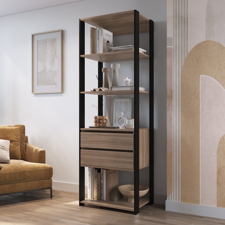 Prodecor Estante Com Prateleiras E Gavetas Linha Closet Prodecor Preto ...