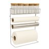 Suporte Porta Rolos Papel Toalha e 5 Potes Herméticos Para Tempero Vidro Tampa Bambu 90ml - Mundial  - 1