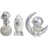 Kit Boneco Astronauta Spaceman Estatua Miniatura Decorativa Cor:prateado - 1