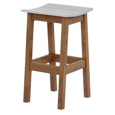 Banqueta Bento Assento Laca Branco com Base Pinhao 70 Cm - 57513