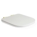 Ver imagem 1 de Assento Poliester Soft Close Antimicrobiano Polo Branco para vaso Deca com Ferragem Dourada
