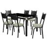 Conjunto De Mesa Malva Com 6 Cadeiras Tampo De Vidro 140cm SF Preto Fosco Assento Cedro Artefamol 12 - 1