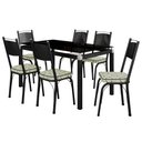Ver imagem 1 de Conjunto De Mesa Malva Com 6 Cadeiras Tampo De Vidro 140cm SF Preto Fosco Assento Cedro Artefamol 12