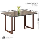 Ver imagem 3 de Mesa para Sala de Jantar Retangular 120x90cm MDF com Vidro Lunna Cinza Marrom/Grafite