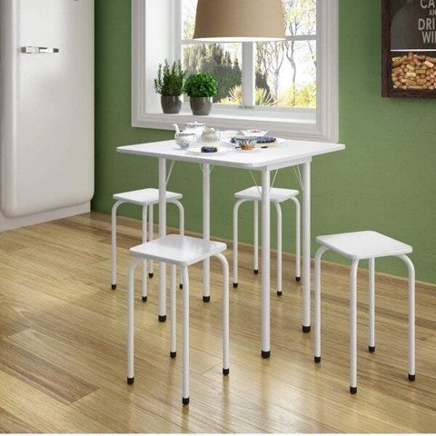 Conjunto Mesa Dobrável 4 Lugares Asti Branco