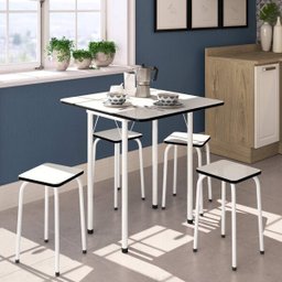 Conjunto de Cozinha Mesa Dobrável Asti 100 e 4 Banquetas Quadradas  - 1