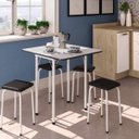 Ver imagem 1 de Conjunto Mesa Dobrável 4 Lugares Asti Branco/Preto