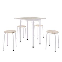 Conjunto de Cozinha Mesa Dobrável Asti 100 Narita e 4 Banquetas Redondas Bege - 2 Conjunto de Cozinha Mesa Dobrável Asti 100 Narita e 4 Banquetas Redondas Bege - 2