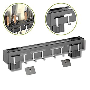 Suporte de Parede Organizador Talheres Utensílios Cozinha 8 Ganchos Ajustáveis Inox Preto Resistente