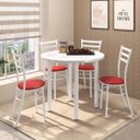 Ver imagem 1 de Conjunto Sala de Jantar Mesa Veneza Tampo MDP 960 e 4 Cadeiras Tubulares 950 Branco/Vermelho