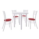 Ver imagem 2 de Conjunto Sala de Jantar Mesa Veneza Tampo MDP 960 e 4 Cadeiras Tubulares 950 Branco/Vermelho