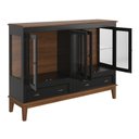 Ver imagem 4 de Mini Cristaleira de Madeira Maciça 4 Portas Preto - Fundo Amêndoa