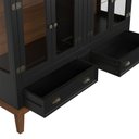 Ver imagem 3 de Mini Cristaleira de Madeira Maciça 4 Portas Preto - Fundo Amêndoa