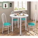 Ver imagem 1 de Conjunto Sala de Jantar Mesa Tampo MDP Veneza 960 e 4 Cadeiras Tubulares 900 Branco/Verde Turquesa