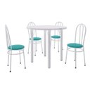 Ver imagem 2 de Conjunto Sala de Jantar Mesa Tampo MDP Veneza 960 e 4 Cadeiras Tubulares 900 Branco/Verde Turquesa