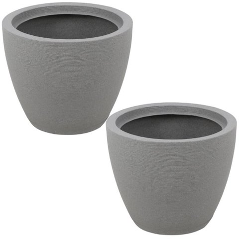 Kit 2 Vasos de Plástico para Flores Folhagens Granito Pedra Asteca Tramontina Jardim Varanda